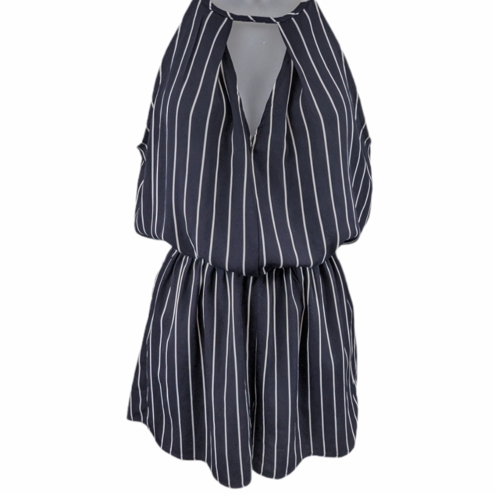 Soprano Halter Style Blouson Stripe Romper Sz XS